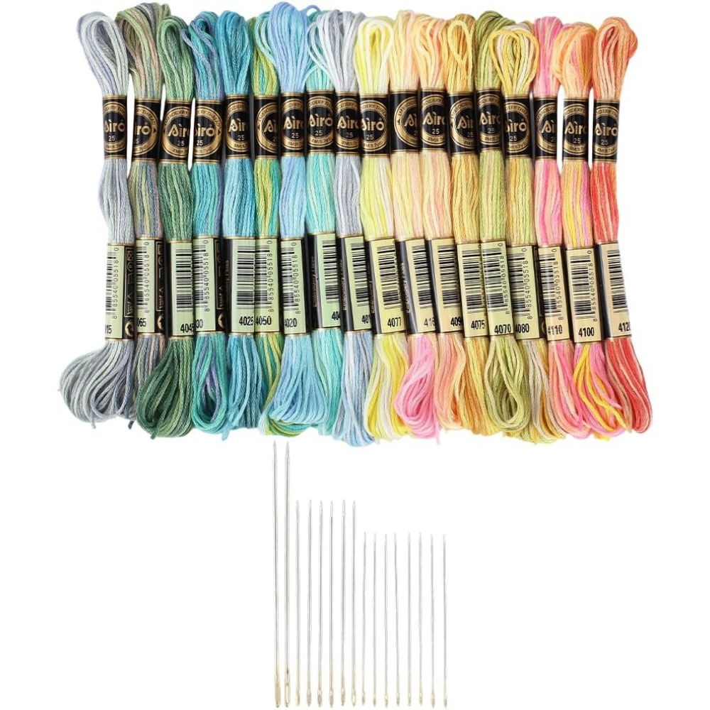 Embroidery Floss Thread - 18 Skeins 6-Ply Polyester Embroidery Floss