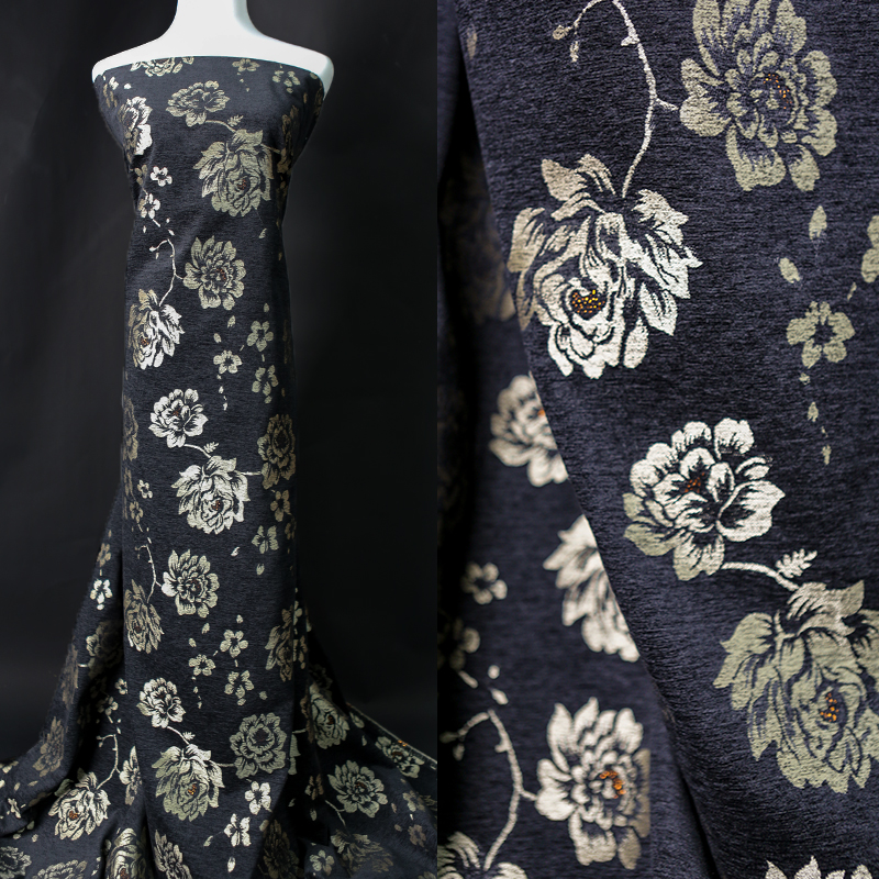 Fabric Weight Set - Black Gold Peony Jacquard Fabric Blazer