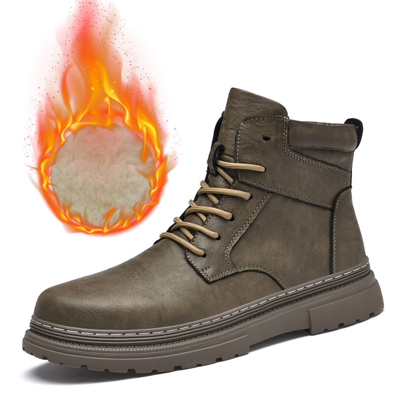 Sewing Latex - Warm Winter Men Leather Shoes Rubber