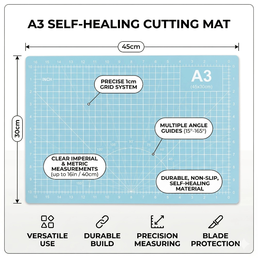 Rotary Cutter Set with A3 Cutt - Quilting Ruler Square recension och pris