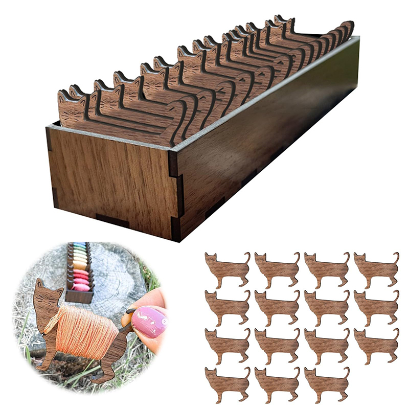 Wooden Animal Sheep Cat Bobbin - Embroidery Floss Thread recension och pris