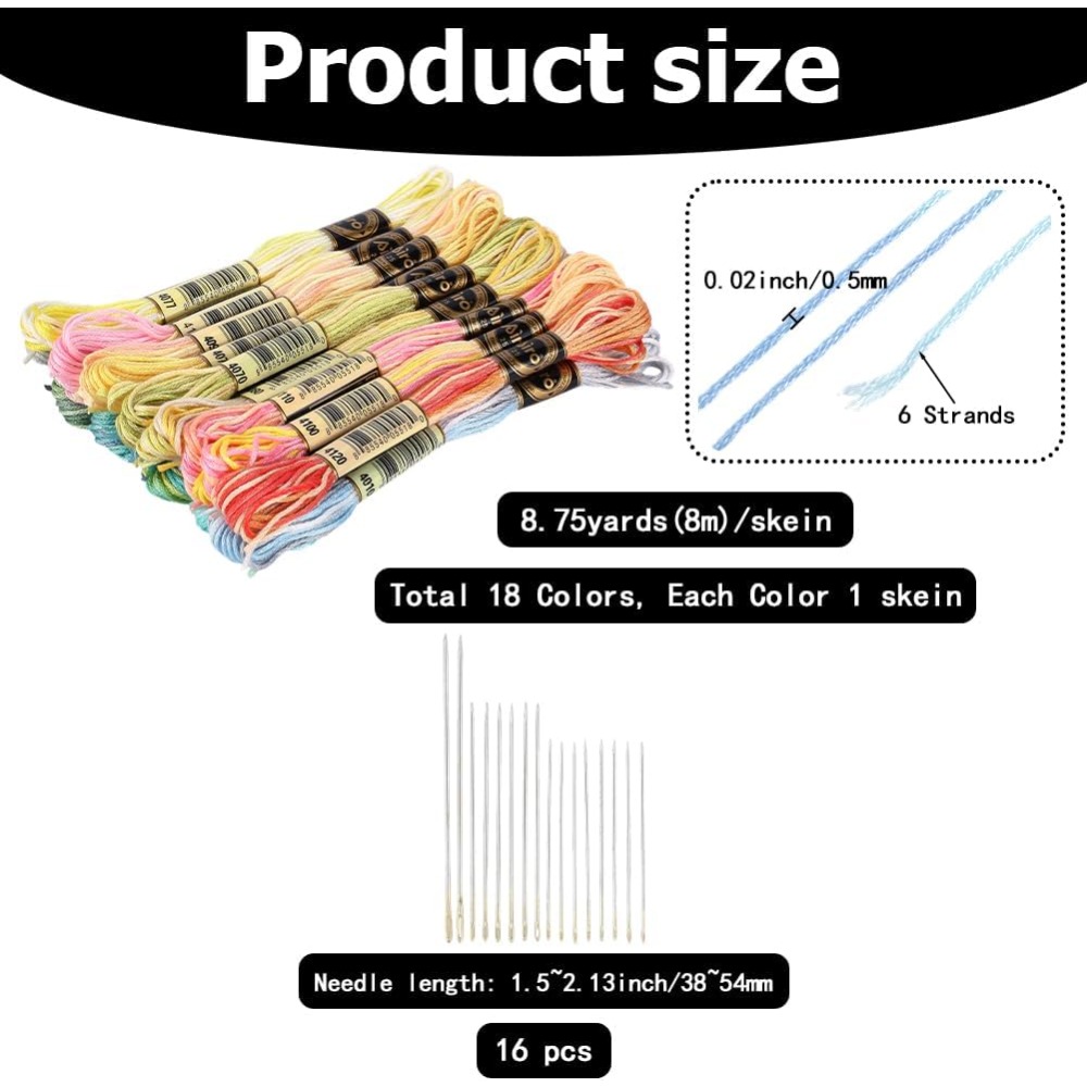 18 Skeins 6-Ply Polyester Embr - Embroidery Floss Thread recension och pris