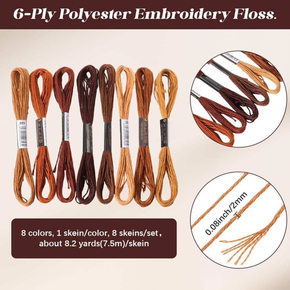 8 Skeins 6 Strands Brown Embro - Embroidery Floss Thread recension och pris