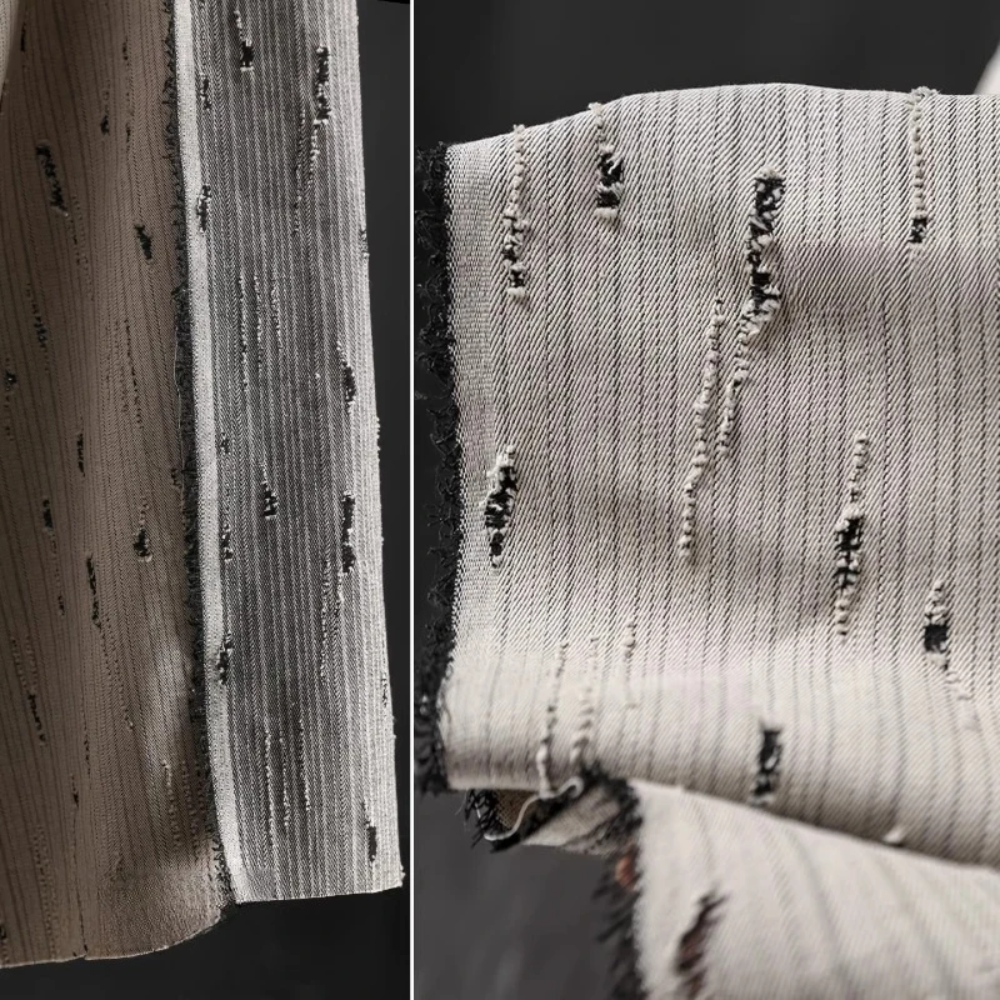 Striped Denim Cotton Jacquard  - Sewing Recycling recension och pris