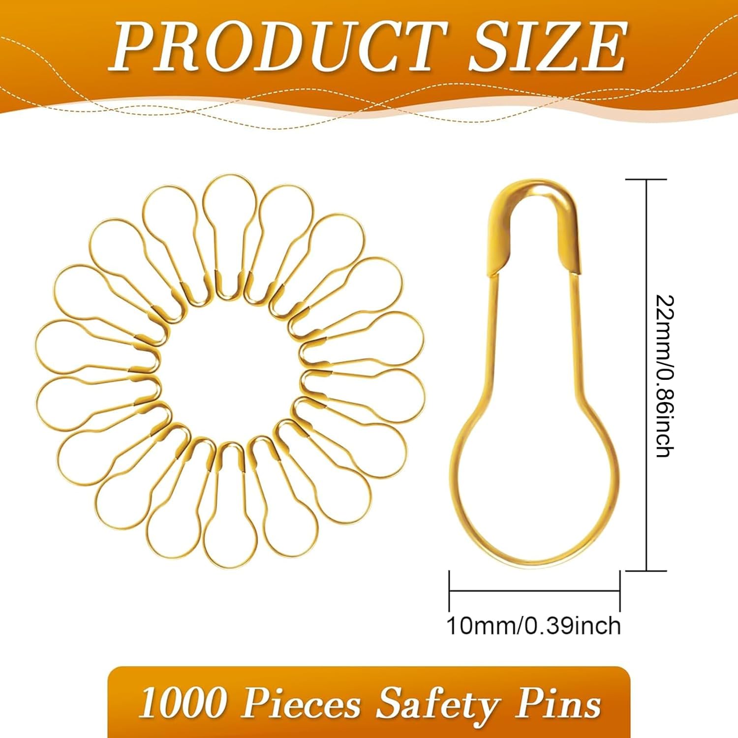 1000 Pcs 22mm Gold Safety Pins - Sewing Production recension och pris