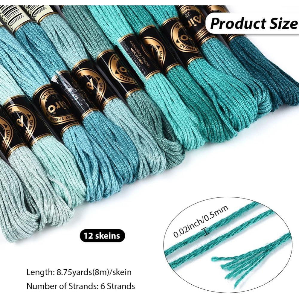 12 Skeins 6 Strands Green Embr - Embroidery Floss Thread recension och pris