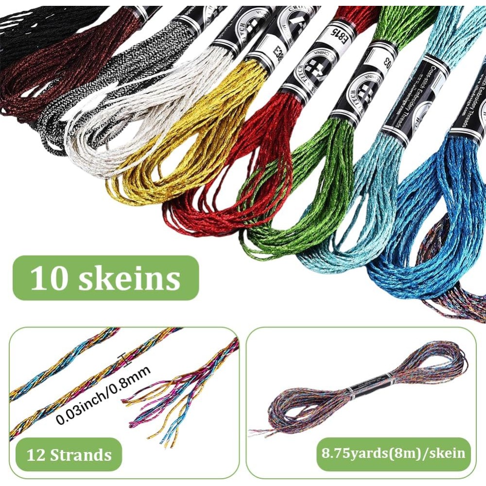 10 Skeins 10 Colors Metallic E - Embroidery Floss Thread recension och pris